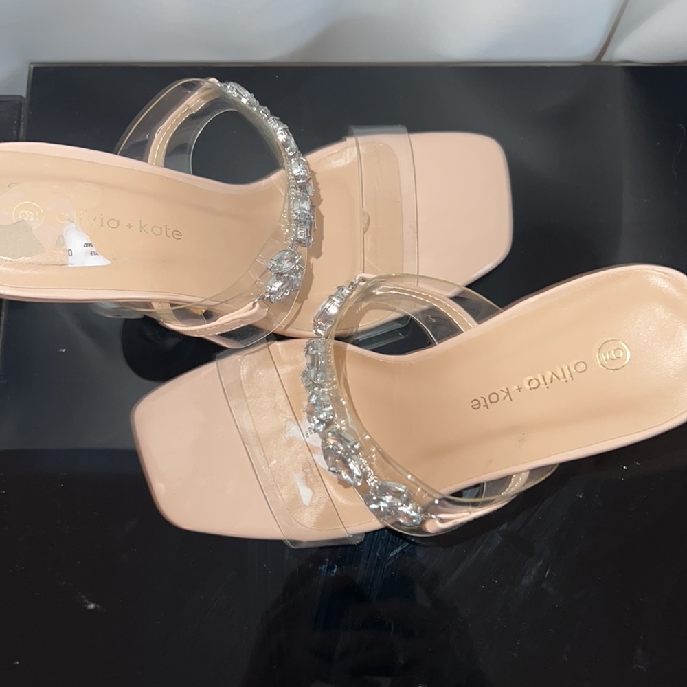 Olivia+Kate heels Jewel Clear Straps Sz 9 - Picture 4 of 10
